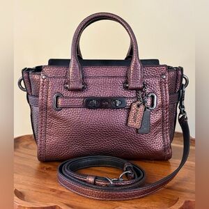 Coach Swagger 20 Carryall Metallic Cherry 35990 EUC